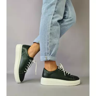 Pantofi casual Piele Naturala verde inchis Poki