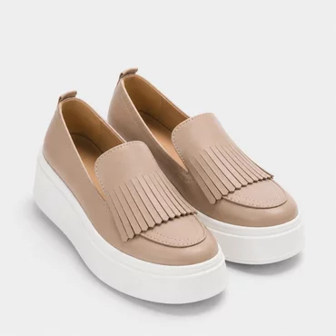 Pantofi casual platforma Piele Naturala Bej Fresh