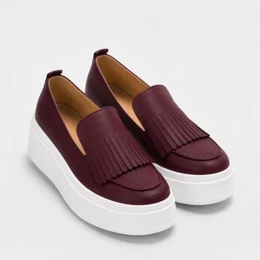 Pantofi casual platforma Piele Naturala Bordo Fresh