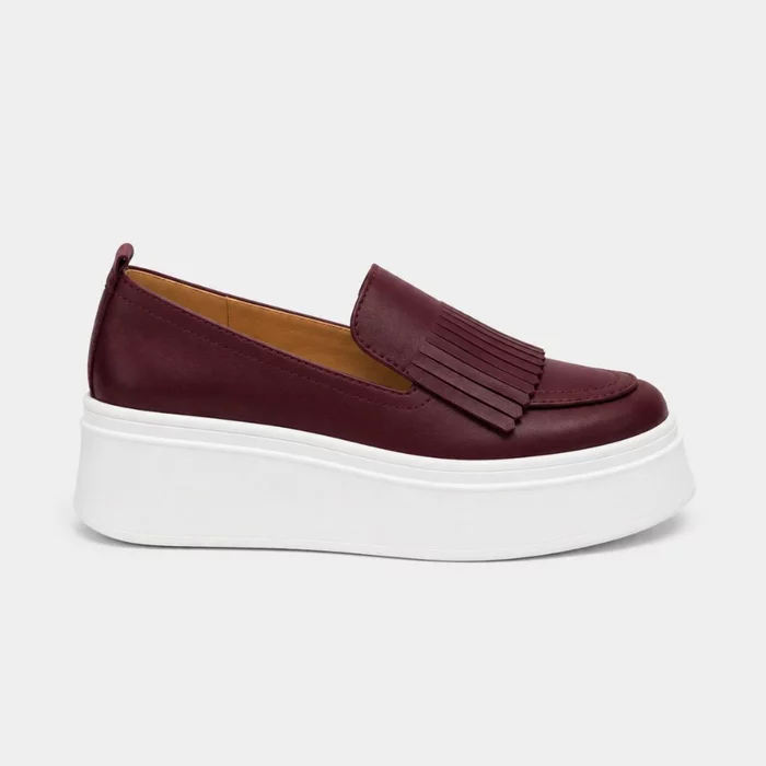 Pantofi casual platforma Piele Naturala Bordo Fresh picture - 3