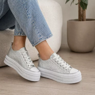 Pantofi casual sport piele eco Argintie Cloud