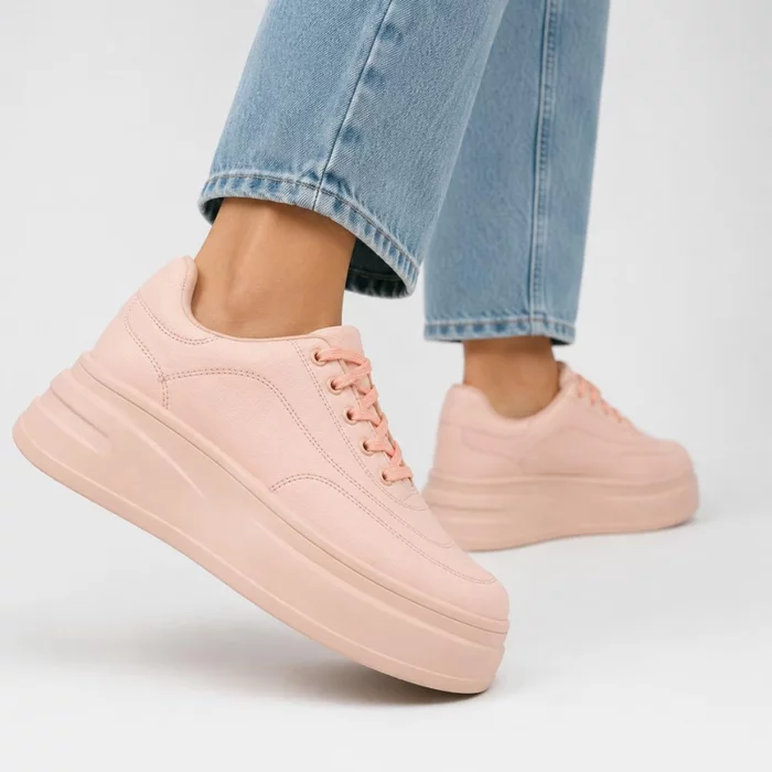 Pantofi casual sport Piele Naturala Roz Pale picture - 2