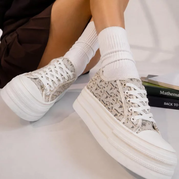 Pantofi casual sport textil imprimeu Bej Cloud picture - 2