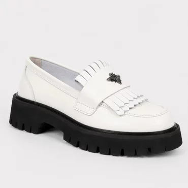 Pantofi casual tip loafer Piele Naturala Albi Miral