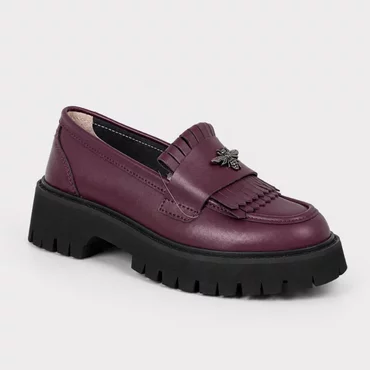 Pantofi casual tip loafer Piele Naturala Bordo Miral