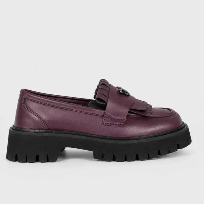 Pantofi casual tip loafer Piele Naturala Bordo Miral picture - 3