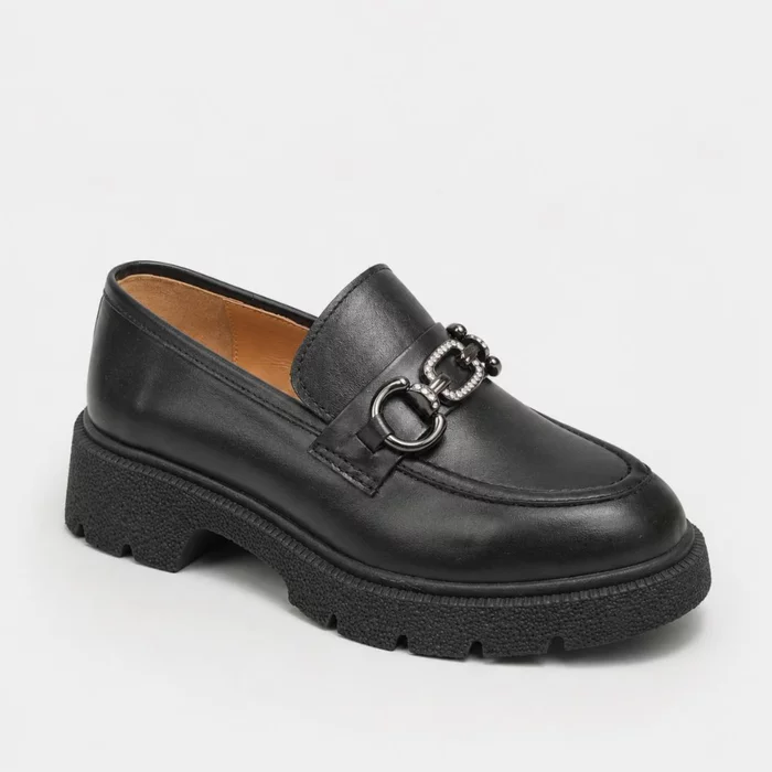 Pantofi casual tip loafer Piele Naturala box Negri Alexis picture - 3