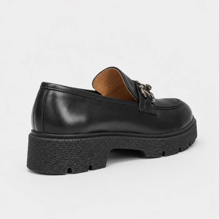 Pantofi casual tip loafer Piele Naturala box Negri Alexis picture - 5