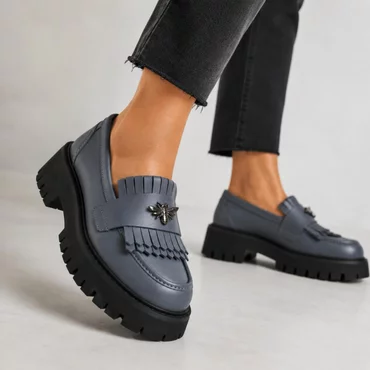 Pantofi casual tip loafer Piele Naturala Gri Miral