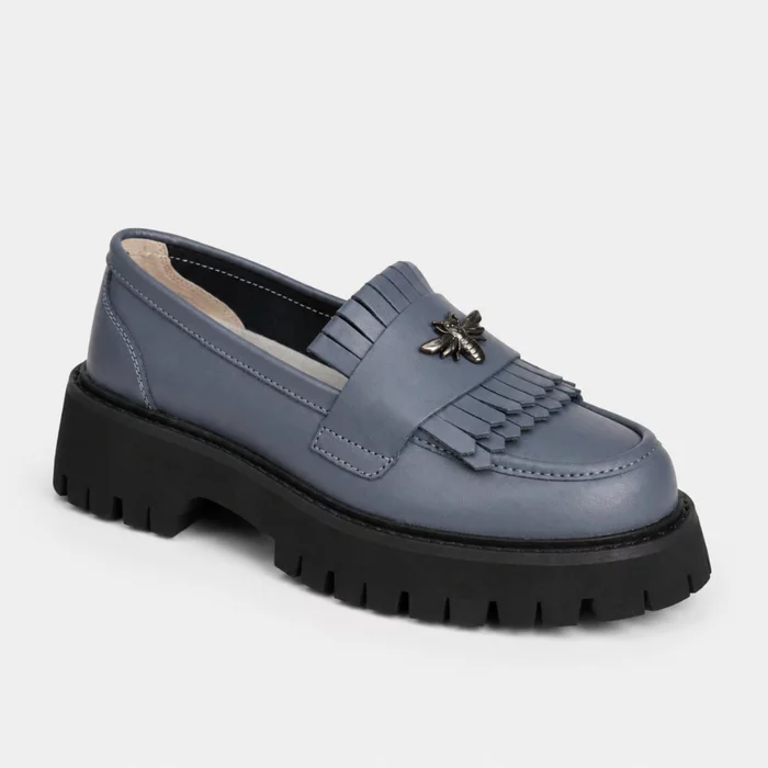 Pantofi casual tip loafer Piele Naturala Gri Miral picture - 2