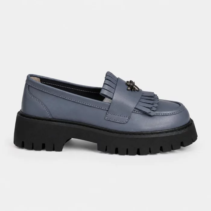 Pantofi casual tip loafer Piele Naturala Gri Miral picture - 5
