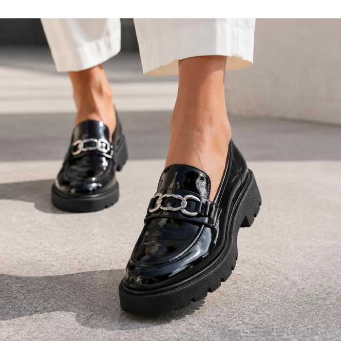 Pantofi casual tip loafer Piele Naturala naplac Negri Alexis picture - 7