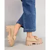 Pantofi dama casual Loafers Bow Bej cu fnda