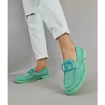Pantofi dama casual Loafers Edena Verde Turcoaz
