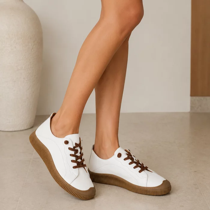 Pantofi dama casual Piele Naturala Albi Palma picture - 2