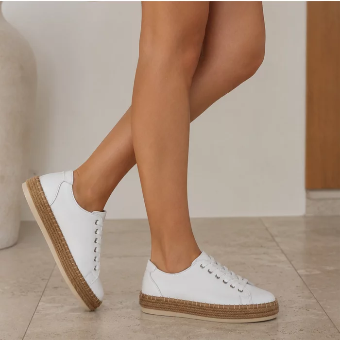 Pantofi dama casual Piele Naturala Albi Polo picture - 2