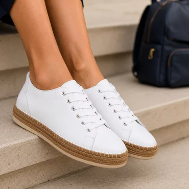 Pantofi dama casual Piele Naturala Albi Polo