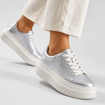 Pantofi dama casual Piele Naturala Argintii Ciki