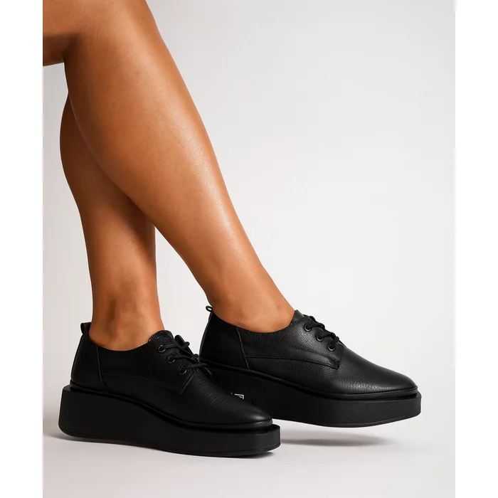 Pantofi dama casual Piele Naturala Negri Afina picture - 3