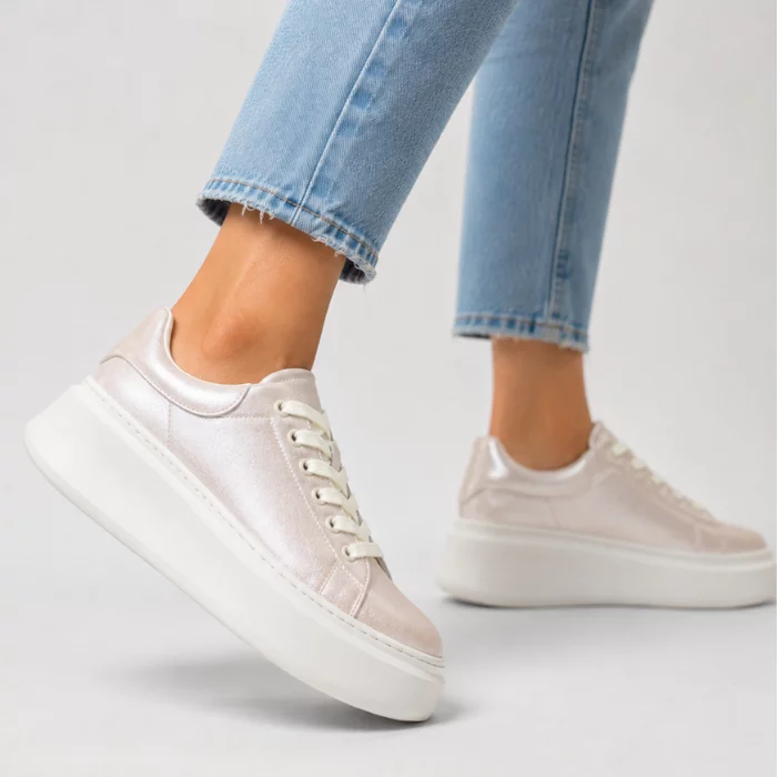 Pantofi dama casual Piele Naturala Roz sidefat Ciki picture - 2