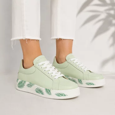 Pantofi dama casuals sport Piele Naturala Verde Fistic Alesya