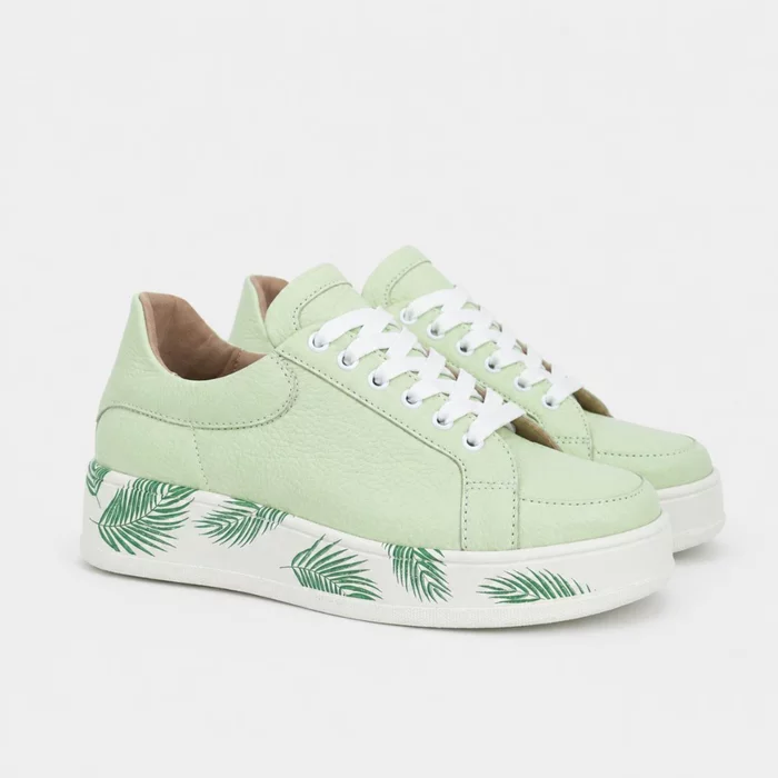 Pantofi dama casuals sport Piele Naturala Verde Fistic Alesya picture - 4