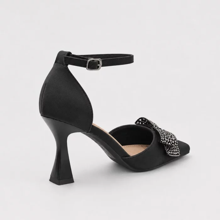Pantofi dama eleganti  cu funda strasuri satin Negru Arabella picture - 4
