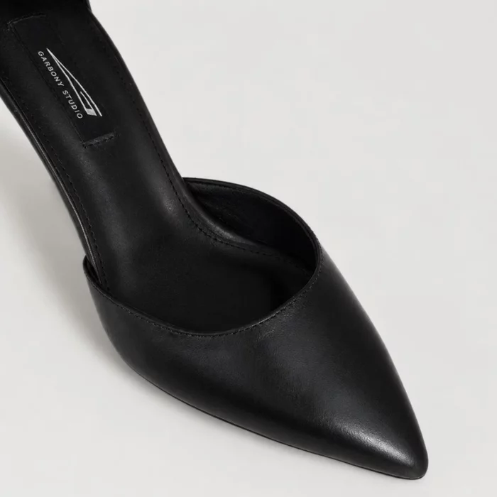 Pantofi dama eleganti Piele Naturala Negri cu toc mic Alira picture - 3