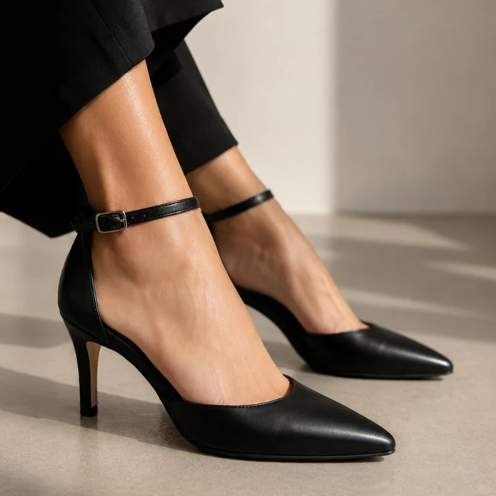 Pantofi dama eleganti Piele Naturala Negri cu toc mic Alira picture - 2