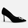 Pantofi dama eleganti stiletto catifea Negri cu accesoriu brosa Rody picture - 5