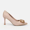 Pantofi dama eleganti stiletto satin Bej cu accesoriu brosa Aniela picture - 1