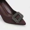 Pantofi dama eleganti stiletto satin Bordo cu accesoriu brosa Aniela picture - 4