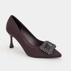 Pantofi dama eleganti stiletto satin Bordo cu accesoriu brosa Aniela picture - 3