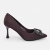 Pantofi dama eleganti stiletto satin Bordo cu accesoriu brosa Aniela picture - 1