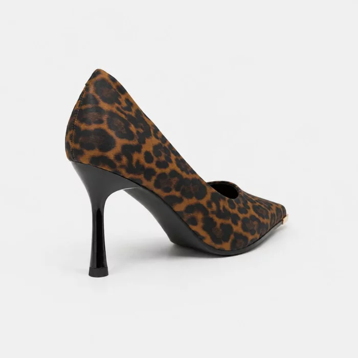 Pantofi dama eleganti stiletto satin Leopard Anabela picture - 4
