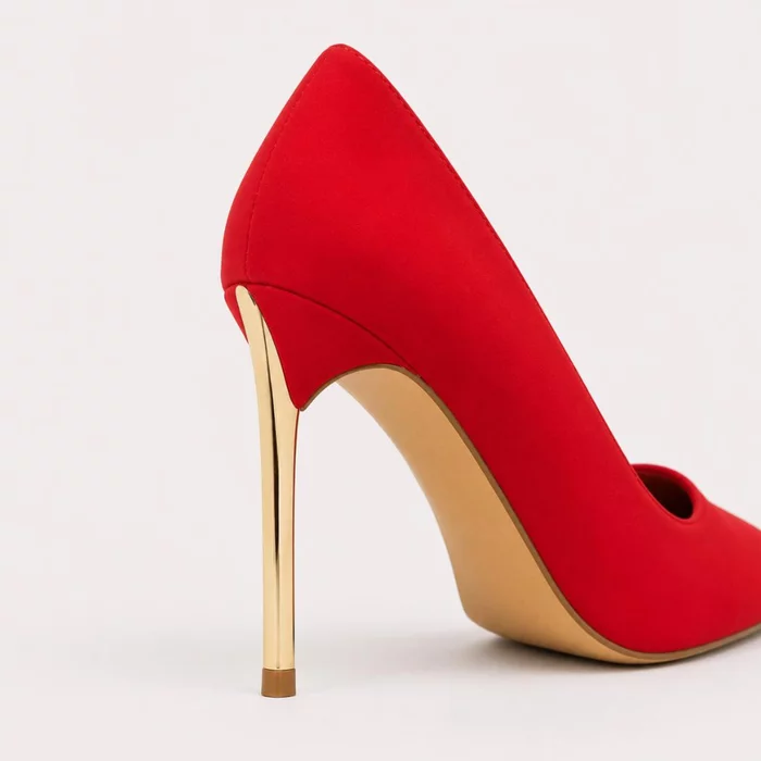 Pantofi dama eleganti stiletto satin Rosu Valerie picture - 4
