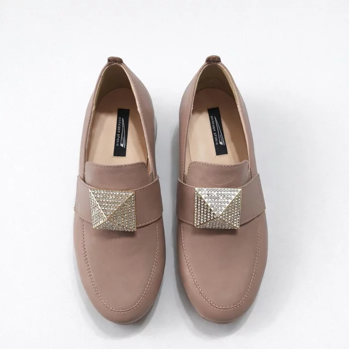 Pantofi dama Piele Naturala casual Bej Klara cu accesoriu picture - 4