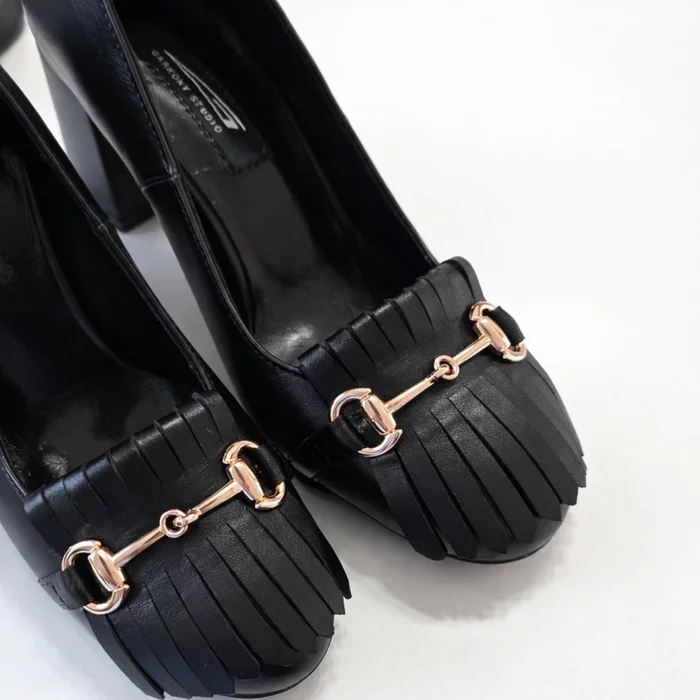 Pantofi dama Piele Naturala Negri cu accesorii Tasha picture - 2