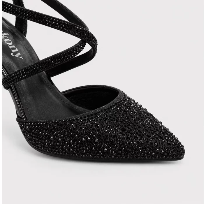 Pantofi dama stiletto eleganti cu strasuri Negri Doroti picture - 3