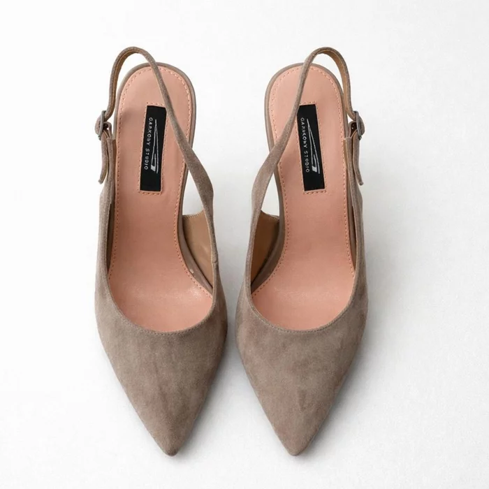 Pantofi dama stiletto Piele Naturala Taupe Garkony Belle picture - 3