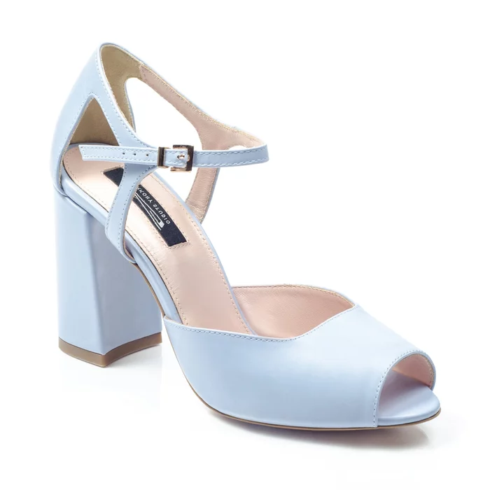 Pantofi dama tip sanda Piele Naturala Blue cu accesoriu detasabil Garkony Iris picture - 2