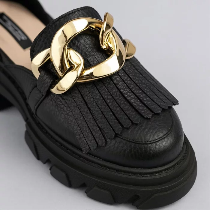 Pantofi negri din piele naturala City picture - 3