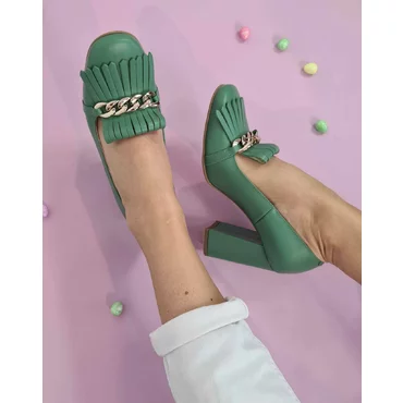 Pantofi Piele Naturala verde Amalia