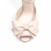 Pantofi piele roz pudra Iris cu funda