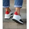 Pantofi sport casual din piele naturala alb cu rosu Daza