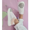 Pantofi sport Piele Naturala alb cu roz Spongi