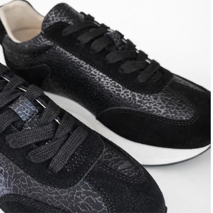 Pantofi sport Piele Naturala Negri Run Black picture - 4