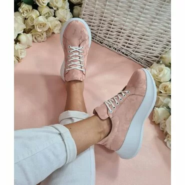 Pantofi sport roz din piele naturala  Alana