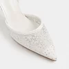 Pantofi stiletto eleganti din dantela si strasuri Albi cu toc mic Lolla picture - 4
