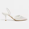 Pantofi stiletto eleganti din dantela si strasuri Albi cu toc mic Lolla picture - 1
